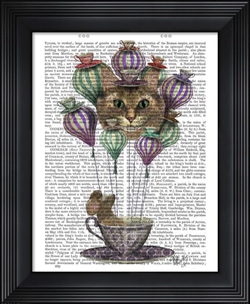 Framed Cheshire Cat Hot Air Balloon Print