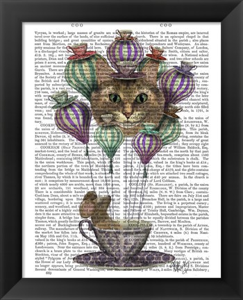 Framed Cheshire Cat Hot Air Balloon Print