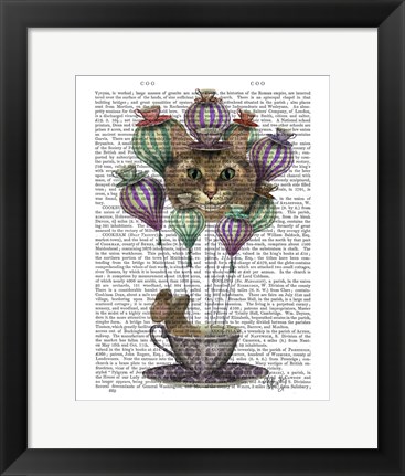 Framed Cheshire Cat Hot Air Balloon Print