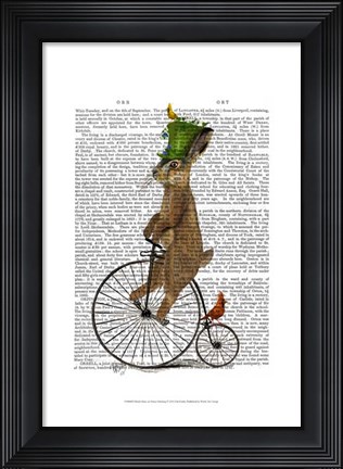 Framed March Hare on Penny Farthing Print