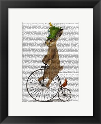 Framed March Hare on Penny Farthing Print