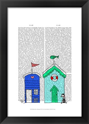 Framed Beach Huts 2 Illustration Print