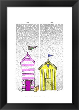 Framed Beach Huts 3 Illustration Print