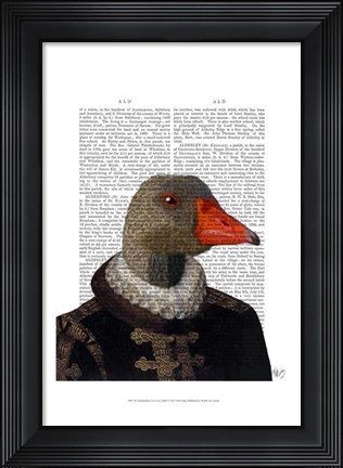 Framed Elizabethan Goose in a Ruff Print