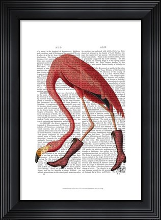 Framed Flamingo in Pink Boots Print