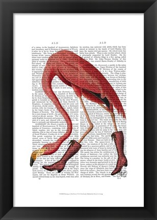 Framed Flamingo in Pink Boots Print