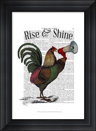 Framed Rooster With Loudhailer Print