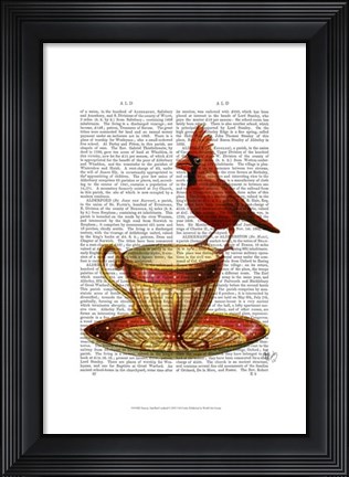 Framed Teacup And Red Cardinal Print