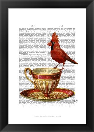 Framed Teacup And Red Cardinal Print