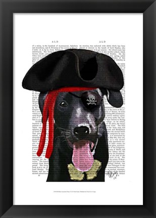 Framed Black Labrador Pirate Print