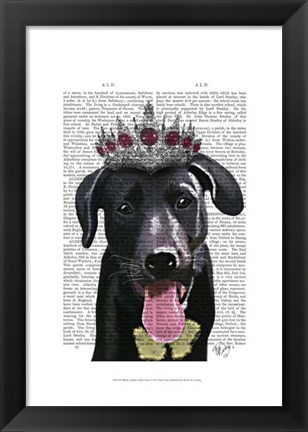Framed Black Labrador With Tiara Print