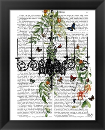 Framed Chandelier With Vines and Butterflies Print