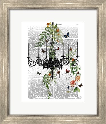 Framed Chandelier With Vines and Butterflies Print