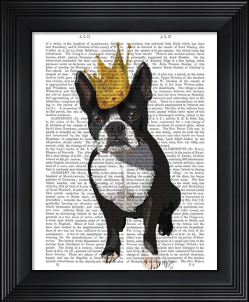 Framed Boston Terrier And Crown Print
