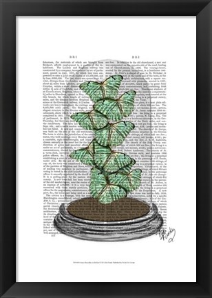 Framed Green Butterflies in Bell Jar Print
