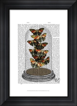 Framed Multicoloured Butterflies in Bell Jar Print