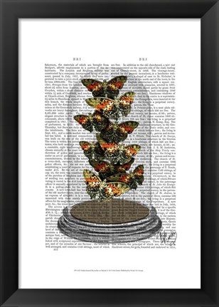 Framed Multicoloured Butterflies in Bell Jar Print