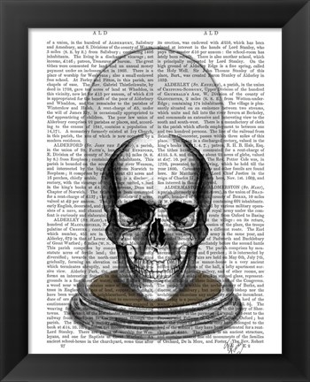 Framed Skull In Bell Jar Print