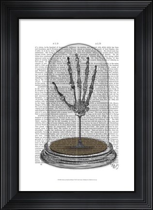 Framed Skeleton Hand In Bell Jar Print