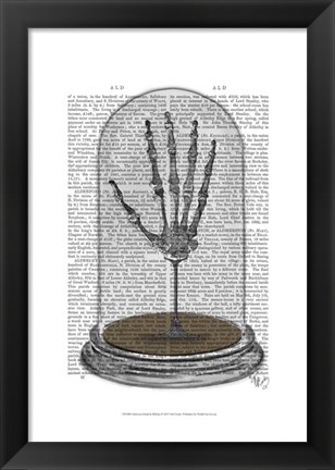 Framed Skeleton Hand In Bell Jar Print