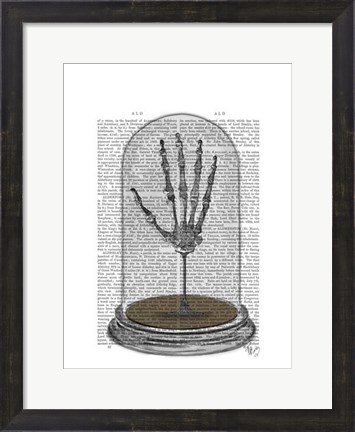 Framed Skeleton Hand In Bell Jar Print