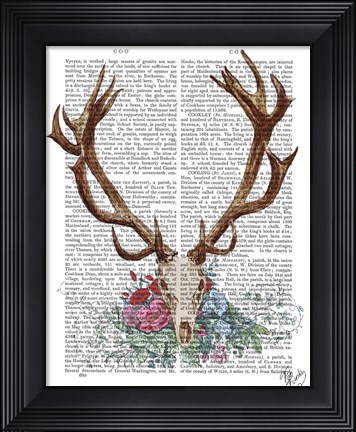 Framed Deer Skull With Flowers 1 Print