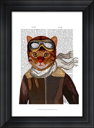 Framed Flying Cat Print