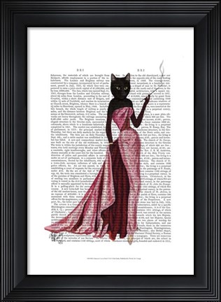 Framed Glamour Cat in Pink Print