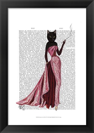 Framed Glamour Cat in Pink Print