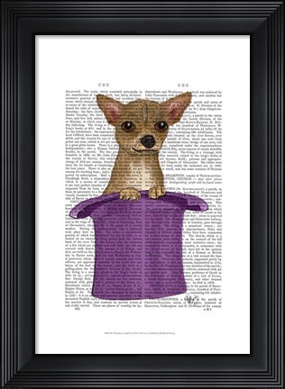 Framed Chihuahua in Top Hat Print