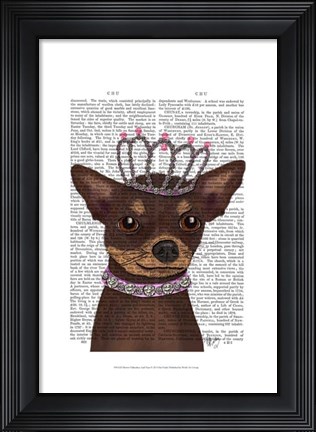 Framed Brown Chihuahua And Tiara Print