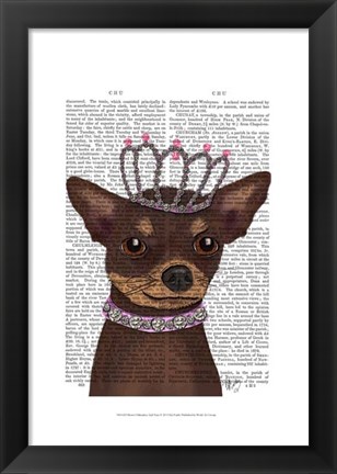 Framed Brown Chihuahua And Tiara Print