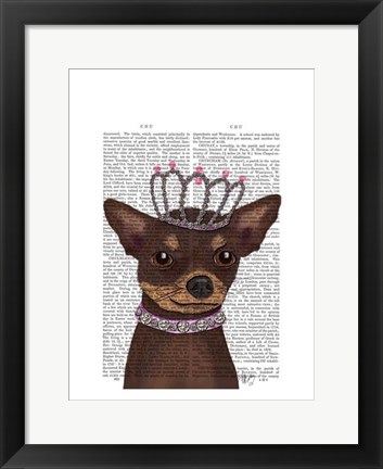 Framed Brown Chihuahua And Tiara Print