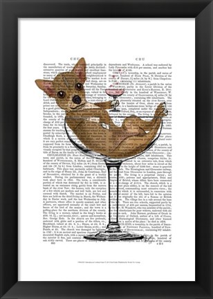 Framed Chihuahua in Cocktail Glass Print