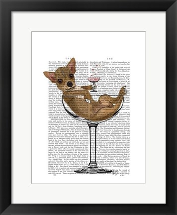 Framed Chihuahua in Cocktail Glass Print