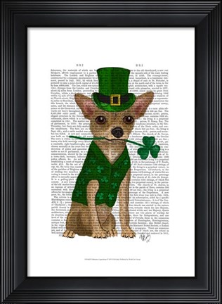 Framed Chihuahua Leprechaun Print