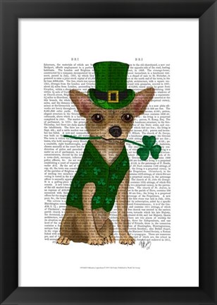 Framed Chihuahua Leprechaun Print