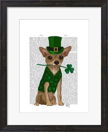 Framed Chihuahua Leprechaun Print