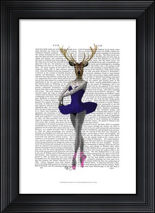 Framed Ballet Deer in Blue I Print