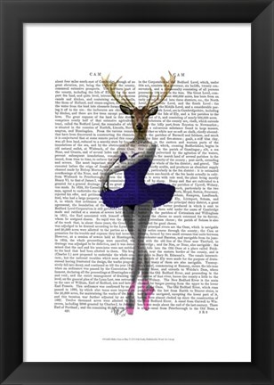 Framed Ballet Deer in Blue I Print