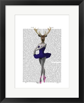 Framed Ballet Deer in Blue I Print