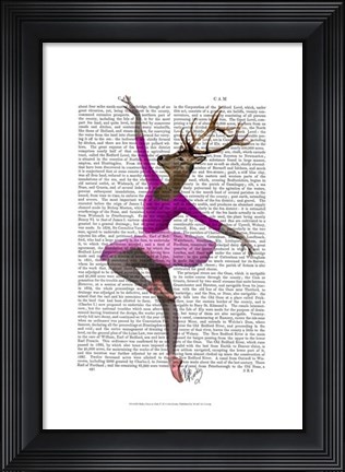 Framed Ballet Deer in Pink I Print