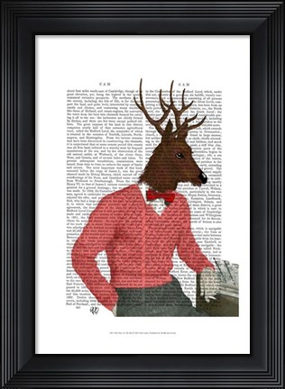 Framed Deer At The Bar Print