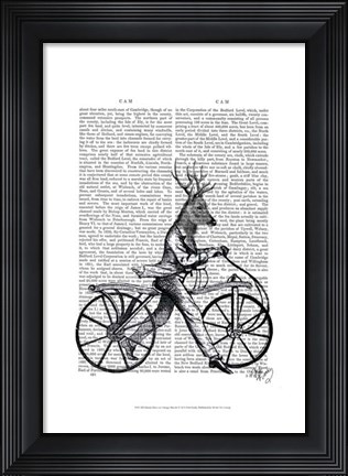 Framed Dandy Deer on Vintage Bicycle Print