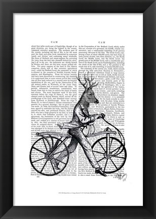 Framed Dandy Deer on Vintage Bicycle Print