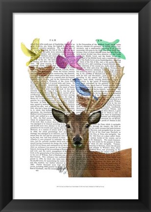 Framed Deer and Birds Nests Pastel Shades Print