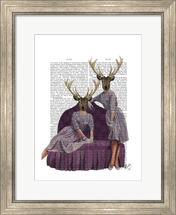 Framed Deer Twins in Purple Print