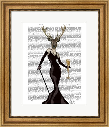 Framed Glamour Deer in Black Print