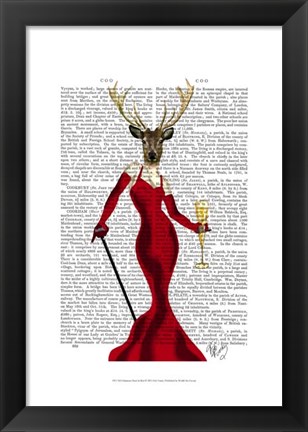 Framed Glamour Deer In Red Print