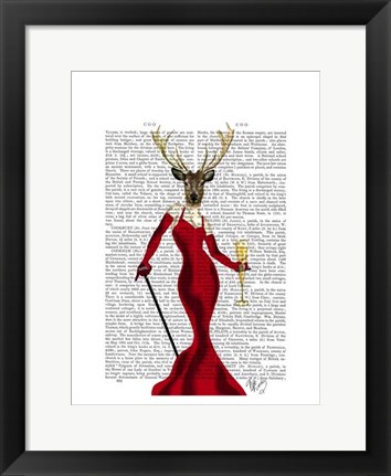 Framed Glamour Deer In Red Print